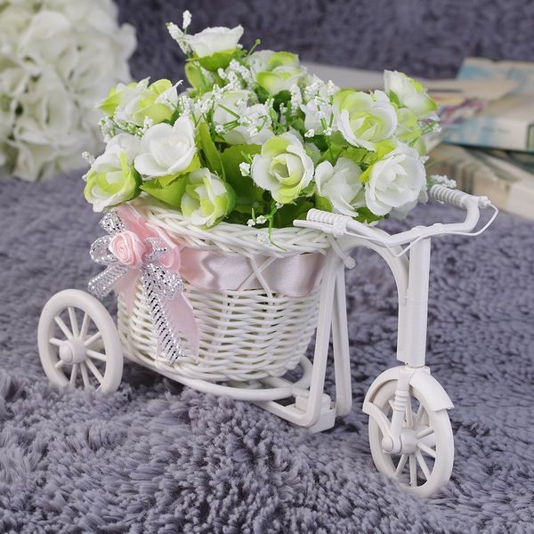 

rattan tricycle weave flower basket fruit cosmetic organizer garden home desk office wedding party decoration gift storage baskets