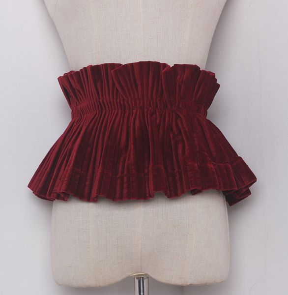 

women's runway fashion vintage elastic velvet cummerbunds female dress coat corsets waistband belts decoration wide belt r1206, Black;brown