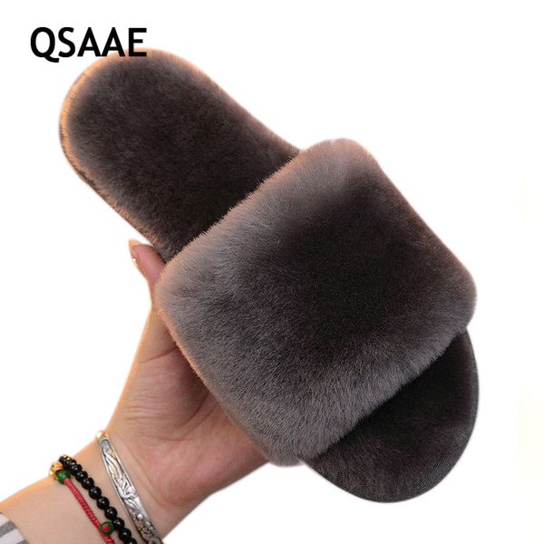 

natural fur slippers women home winter warm indoor wool slippers 2019 fashion furry australia sheepskin house menslippers awm210, Black