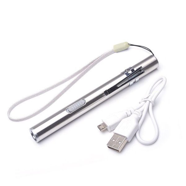 

карманный мини тактический фонарик led медицинский handy pen xml usb перезаряжаемые свет из нержавеющей стали клип