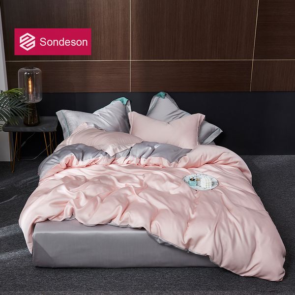 

sondeson beauty grade 100% silk pink bedding set 25 momme healthy skin duvet cover fitted sheet pillowcase queen king set