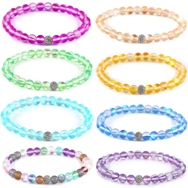

6mm micro inlaid crystal beaded bracelet elastic hand chain bangles moonstone loose bead friendship bracelets women designer jewelry finding, Black