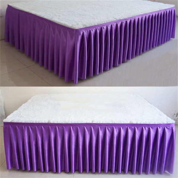 

multicolor ice silk chiffon white color wedding table skirt party banquet stage table skirt for table cloth decoration