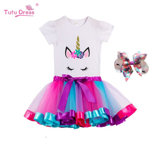 

summer unicorn baby girl tutu dress children unicorn party little girl kids clothes vestidos princess rainbow outfits dress, Red;yellow