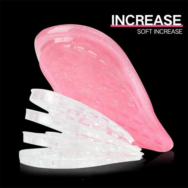 

3angni 1 pair adjustable five-layer silicone height increase insole for shoes height for women men shoe pad, Black