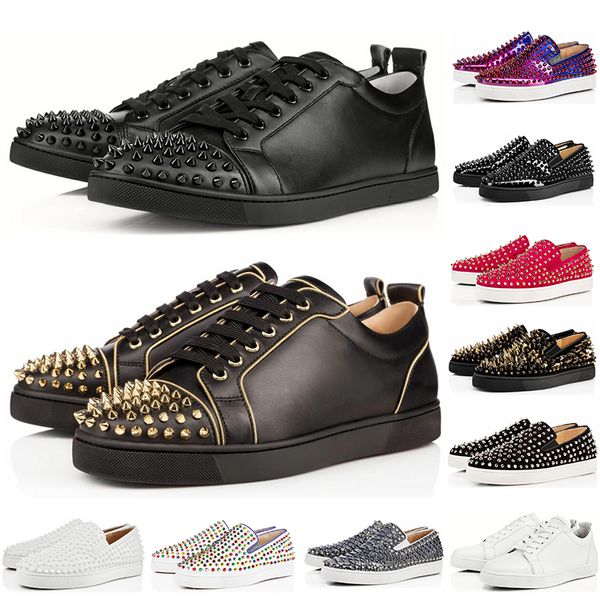 

wholesale luxury designer women shoe low red bottom nude black red leather pointed toes pumps party genuine leather casual sneaker shoes t07