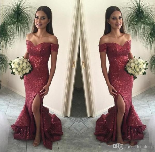 

новые bling bling бургундия сексуальный с плеча блестками длинные платья невесты вечерняя одежда вечерние платья вечерние платья русалка вып, Black