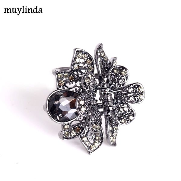 

Retro Flower Rhinestones Hair Clip Hairpins Crystal Crab Hair Claws For Women Girl Hair Accessories