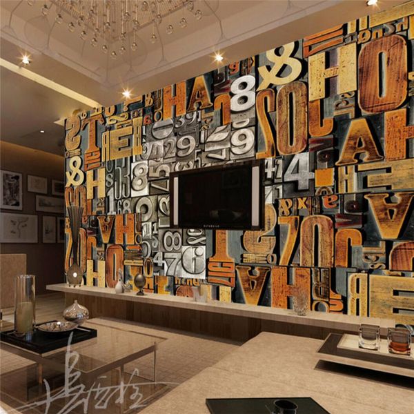 beibehang personalizado papel de parede Photo Large Wall Fresco Etiqueta 3D Escultura de madeira fundo do metal TV Digital parede papel de Parede