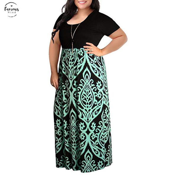 

dress womens fashion large womens chevron print short sleeve plus size casual long maxi dress dropship jan14 designer clothes, Black;gray