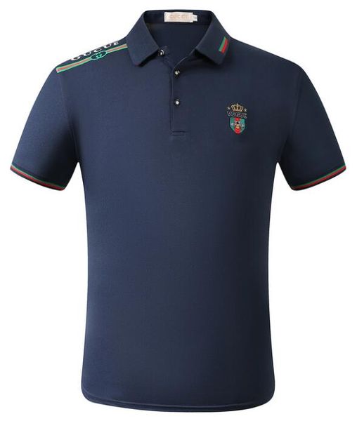 

2020guccl твердая поло мужчины роскошные рубашки поло с коротким рукавом мужская basic top хлопок поло для мальчиков branddesigner polo homm, Black