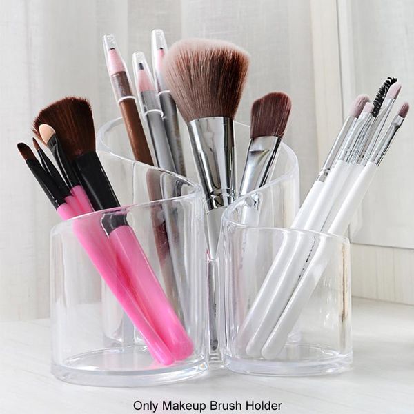 

3 compartment transparent acrylic neatly lipstick makeup brush office birthday organizer storage box gifts pen container display