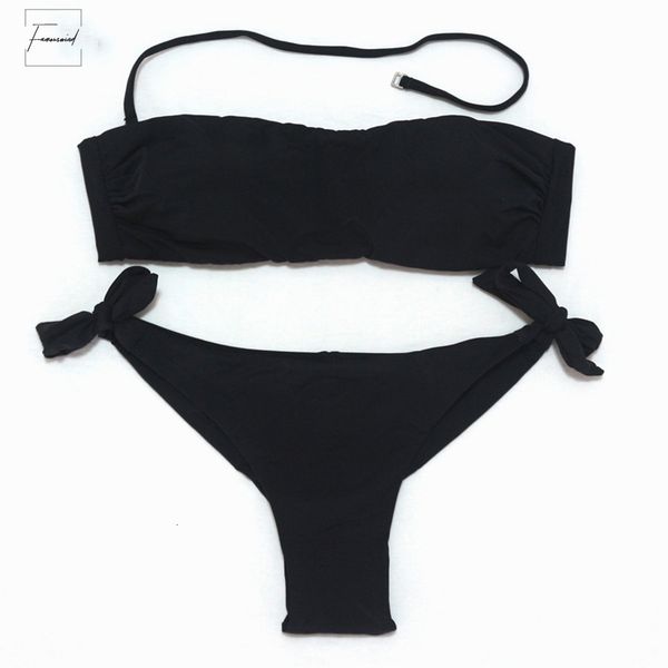 

bikini 2019 solid women bathing brazilian cut bottom bikini set push up swimwear femme swimsuit suits beach wear, White;black