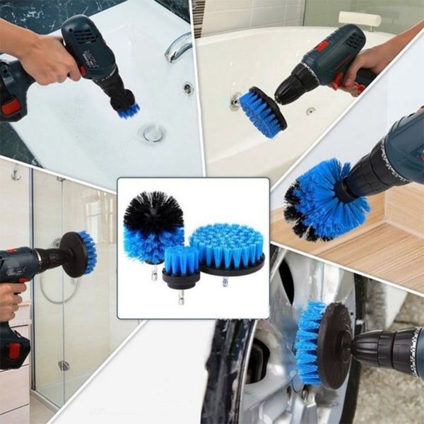 

3 pcs/set power scrubber brush drill brush clean for bathroom surfaces tub shower tile grout cordless power scrub cleaning kit