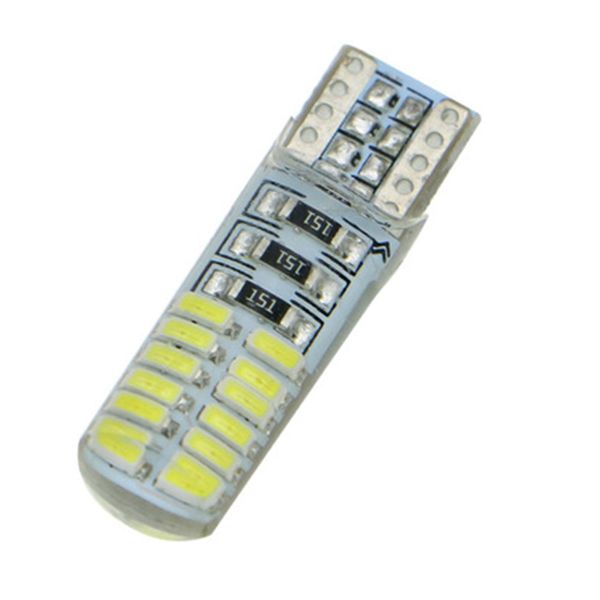 

50pcs new t10 bulb w5w led silicone gel light 194 168 3014 24smd light clearance lights wedge parking canbus white