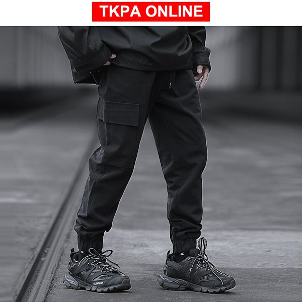

streetwear hip hop штаны мужчина 2020 черных тренировочные брюки вскользь карман брюки мужского корейский стиль бегуны хаки, Black