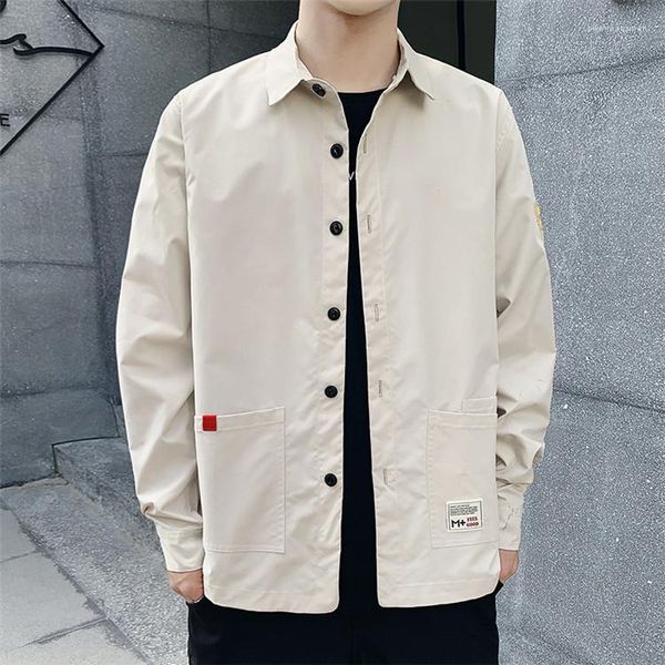 

wild shirt spring fashion style long sleeve lapel neck casual clothing designer homme shirt youth workwear casual, White;black