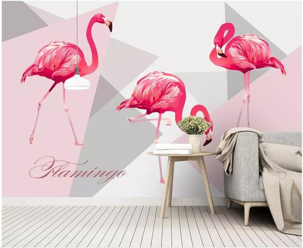 

3d wallpaper custom p european minimalist fashion hand drawn flamingo living room home decor 3d wall muals wall paper for walls 3 d