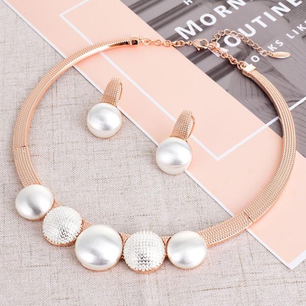 

viennois fashion rose gold color dangle earrings mix color necklace jewelry set for women metal party jewelry set 2019, Silver
