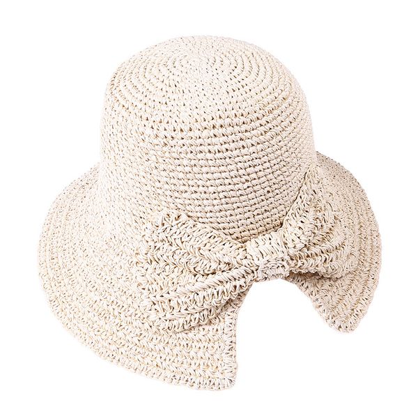 

women straw hat sunproof outdoor sun visor travel fashion floppy vacation wide brim braided beach foldable bowknot embellish, Black;white