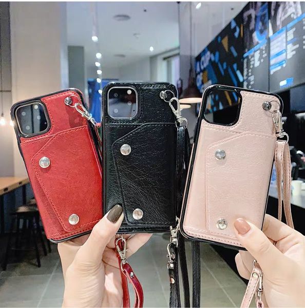 

wallet strap cases for iphone 13 12 11 pro max xr x xs max 7 8 6s 6 plus case cover luxury leather card shoulder lanyard phone bag capa