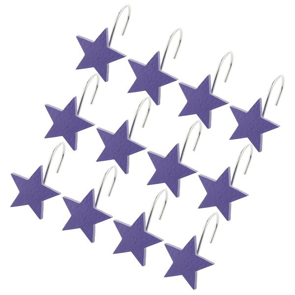 

12pcs resin star shape shower curtain ring hooks polished metal drapery sliding hangers