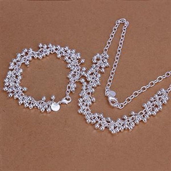 

s153 925 selling silver jewelry set, fashion jewelry set smooth grape ball bracelet necklace s153 /alfajcma awxajoea