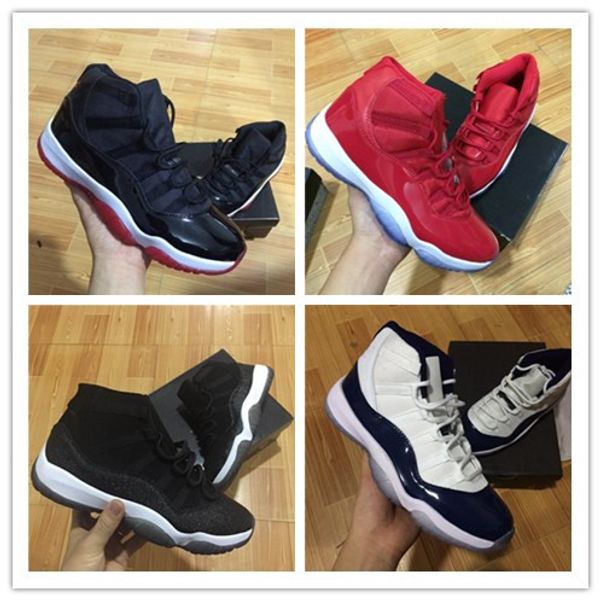 

11s bred 2019 gym red space jam midnight navy mens basketball shoes real carbon fiber 11s sneakers trainer shoes size 7-13