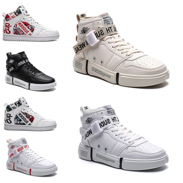 

ship non-brand men 1 utility classic black white women casual shoes skateboarding high trainers sports sneakers 36-44 style #202, White;red