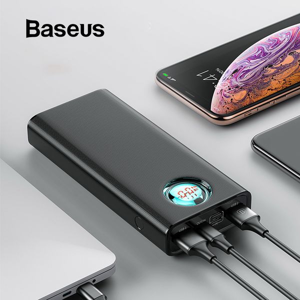 

baseus 20000mah power bank for iphone xiaomi mi huawei type c pd fast charging + quick charge 3.0 usb powerbank external battery