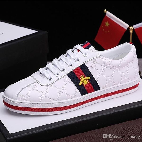 

De igner fa hion 2018 brand men de igner hoe off green red ace white neaker with bee ca ual hoe for man vetement