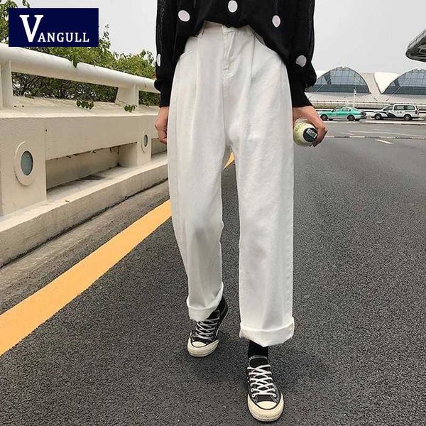 

vangull jeans women loose high waist leisure full-length wide leg jean all-match korean style simple women trendy harajuku pants, Blue