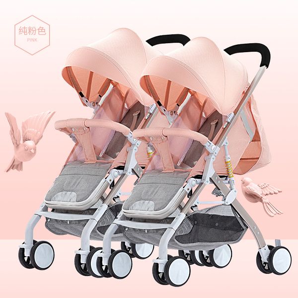 

0858 twins baby stroller can sit and lie down, and can be split, folded and portable. longfeng second child baby double stroller