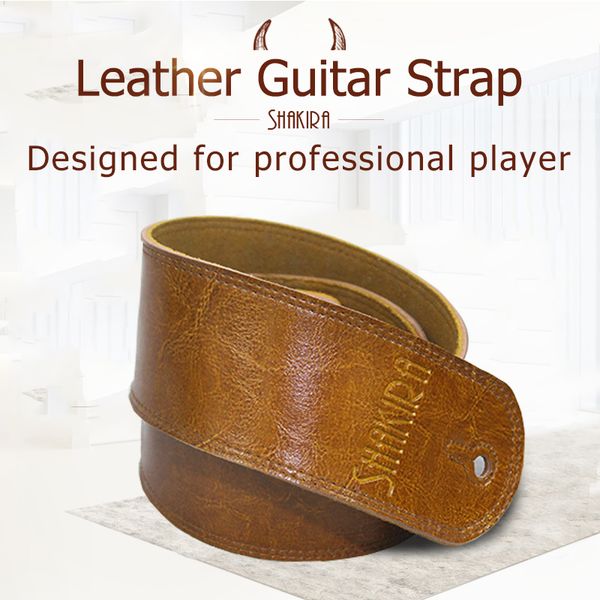 

guitar strap leather electric acoustic belt bass lock ukulele button vintage guitar accessories cowhide adjustable widen