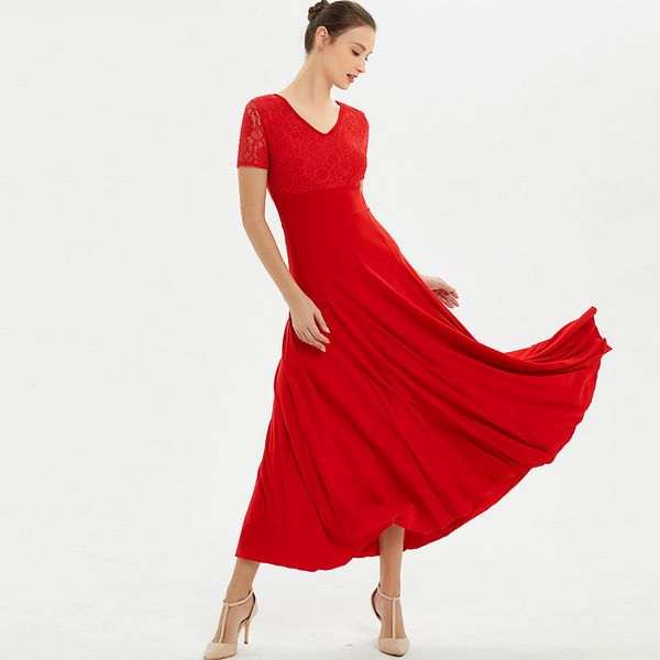 

slim ballroom dance dress for women waltz standard dance tango practice dresses foxtrot performance clothing customized dc3607, Black;red