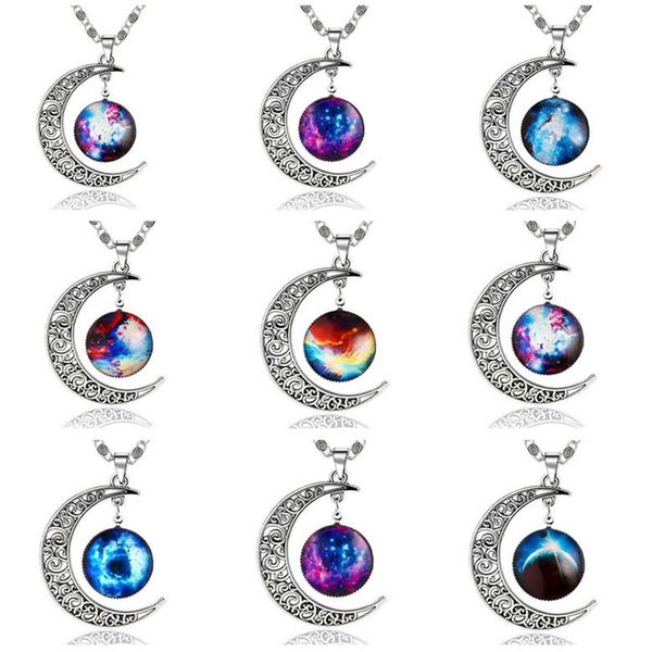 

spot moon galaxy moon necklace popular for men and women dan209 mix order pendant necklaces, Silver