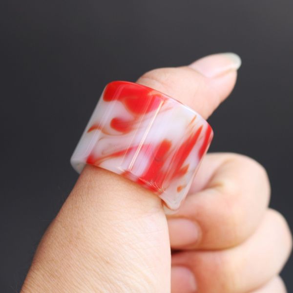 

new xinjiang n golden jade chicken blood jade banzhi mens and womens ring white red, Silver