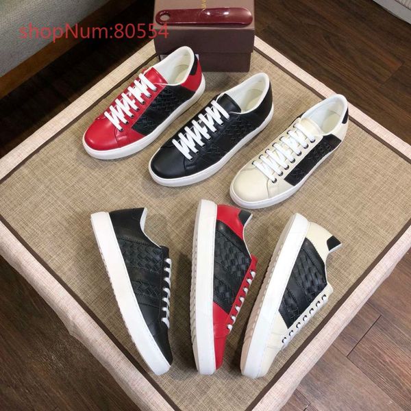 

designer shoes genuine leather sneaker luxury mens fashion leather platform shoes flat casual shoes, Black