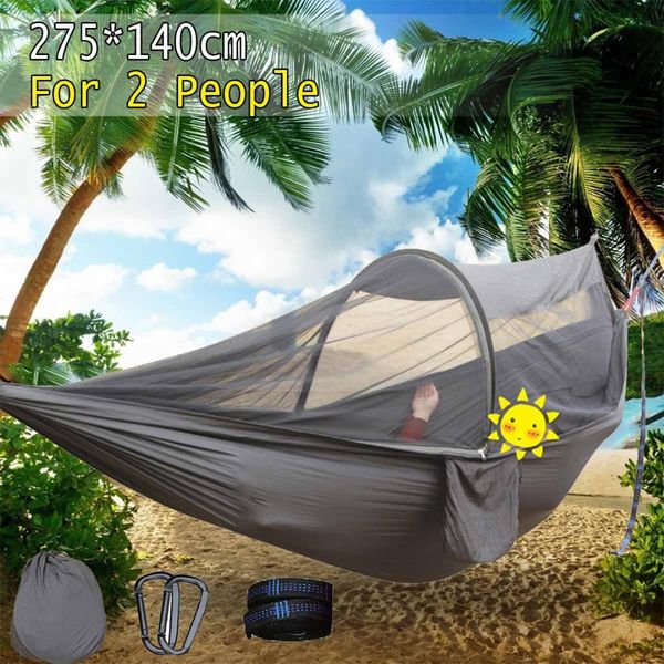 

outdoor hammock with mosquito net 1-2 person portable travel camping hammock hunting sleep bed hanging chair parachute