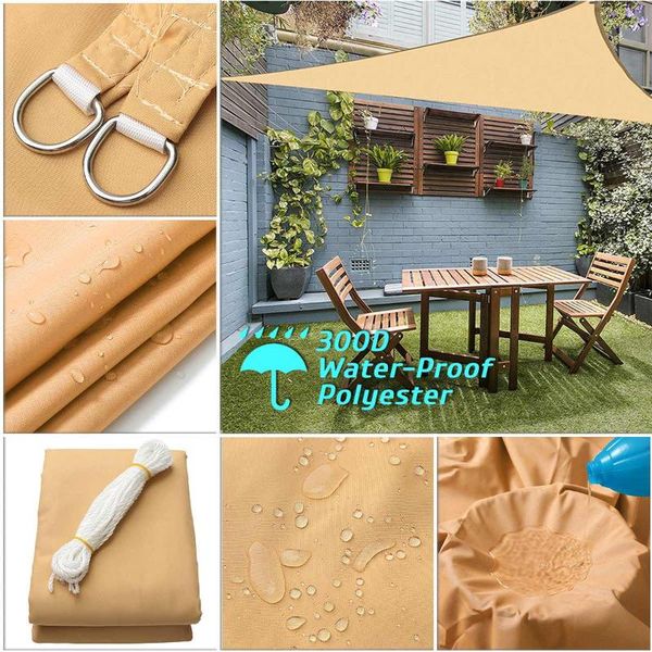 

4x4x4 300d waterproof polyester triangle awning shade net sunscreen shade sail outdoor sunscreen khaki cloth