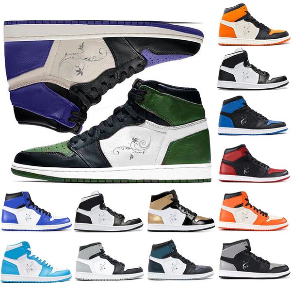 

high og 1 3 mens basketball shoes court purp gold bred toe chicago banned royal blue0 fragment unc shattered backboard metallic sneakers, Black