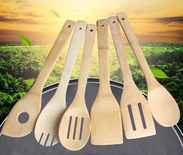 

bamboo ложка шпатель 6 стилей портативная деревянного utensil кухня готовит токарь выдолбленной смешивание holder лопаты jxw181