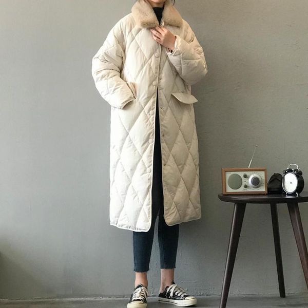 

johnature winter coat women clothes 2019 new winter parka single breasted thick full sleeve loose leisure concise long coat, Black
