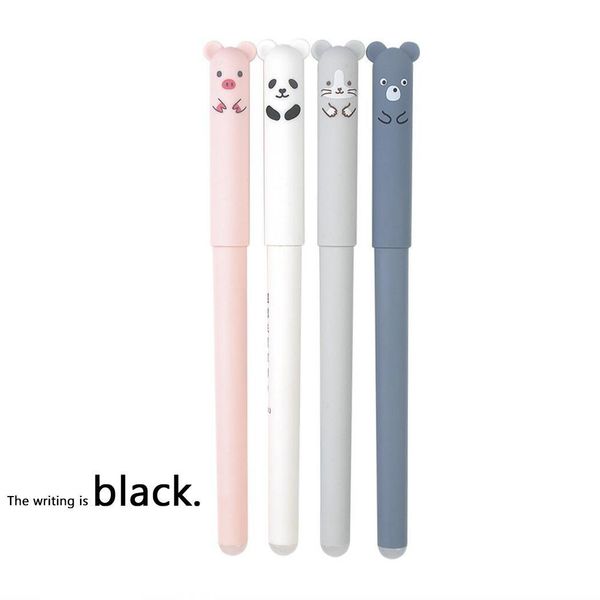 

cute panda pattern erasable neutral pen blue, black cartoon 14.5 0.35mm student ballpoint pen, Blue;orange