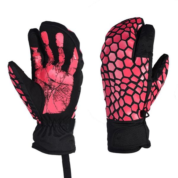 

1 pair ski gloves winter gloves waterproof 3-finger mittens touching screen warm glove for outdoor zj55