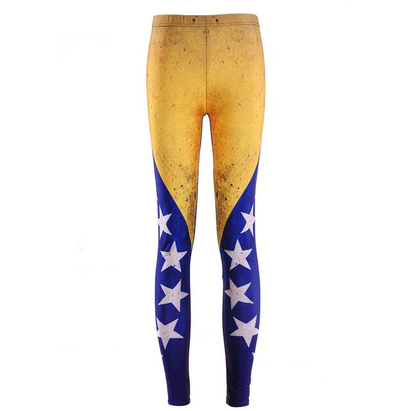 

star digital venezuela national flag leggings elasticity women's pants cool leggings, Black