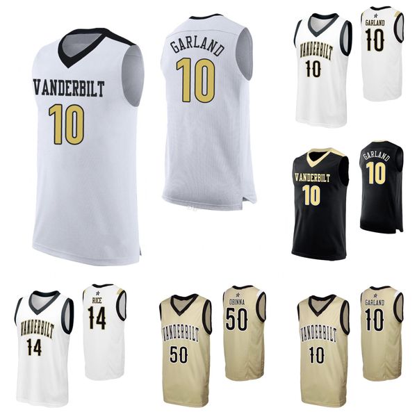 

darius garland men's vanderbilt commodores isaiah rice ejike obinna white black gold stitched college basketball jersey