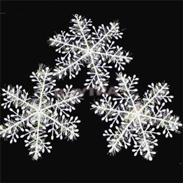 

11cm christmas white artificial snow & snowflakes plastic charms tree decoration for party home office festival ornaments 15pcs