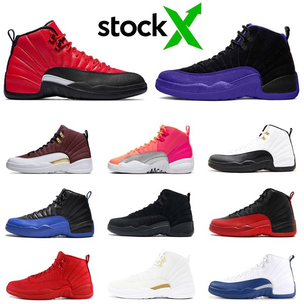 

stock x jumpman 12 men basketball shoes 12s dark concord grey reverse flu game fiba ov white mens trainer fashion sports sneakers 7-13