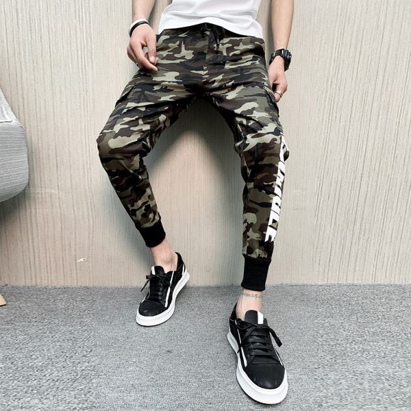 

fashion 2019 summer joggers brand new camouflage print pants men all match thin ankle length casual trousers men clothes 34-28, Black